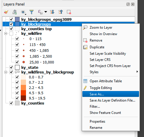 Save Shapefile to a new layer.